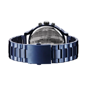 Cagarny nov modni trend 7414 dve čas za športne moške vojaške quartz moška watch klasična modra nerjavečega jekla trak Relogio