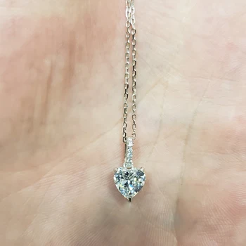 OEVAS 925 Sterling Srebrni Obesek Ogrlice Za Ženske Peneče 7mm Visoko vsebnostjo Ogljika Diamond Srce svate Fine Nakit