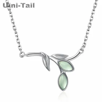 Uini-Rep vroče novih 925 sterling srebro prvotni načrt willow zelenih listov ogrlica ženski sveže preprost modni trend nakit ED218