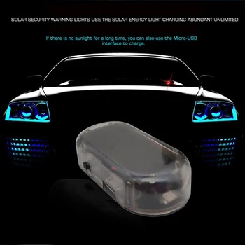 Univerzalni LED Avto Ponaredek Sončne Energije Lučka za Alarm Opozorilo Flash Anti-Theft Avto Alarm Luči LED Avto Dodatki