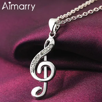 Aimarry 925 Sterling Srebro Glasbe Simbol AAA Cirkon Ogrlico, Obesek Za Ženske Čar Stranka Poročni Modni Nakit Darila