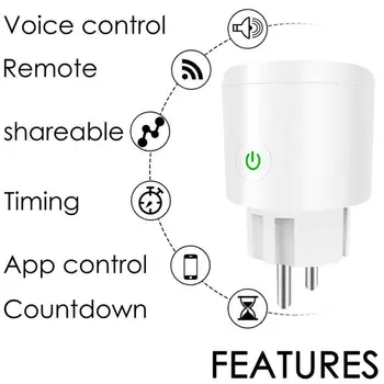 10/16A WIFI Smart EU Plug Smart Stikalo Vtičnico Audio Nadzor Pametne Čas Vtičnico Brezžična Vtičnica za Pametno Glasovno Inteligentni Nadzor