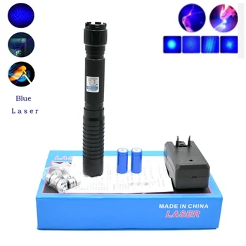 Modra Laserski kazalnik High Power Nastavljiv Fokus Lazer Pero laserpointer Gori Tekma/Gorijo Luči Cigare/candle/black Lov