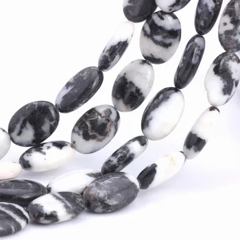 OlingArt 13*18 mm naravnega Kamna kroglice ovalne Zebra vzorec noge Black in white Modna Ogrlico, zapestnico, uhane, za nakit