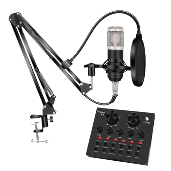 8Pcs/set Bm 800 Mikrofon Komplet Za Računalnik, 7 Barv Z V8 Sound Card Professionnel Microfone Studio Microfono Condensador