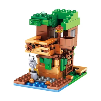 190pcs Mini World Tree house gradniki Komplet Igrač za Otroke Darila Opeke živali številke Izobraževalne DIY Igrača Stavbe