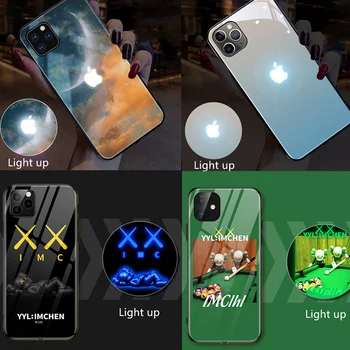 9H Kaljeno Steklo 7 Barv LED sveti Iphone12 12 Por Max Primeru Mobilni Telefon za iphone12Mini Iphone11 Por Max XR X XS SE 7 8P