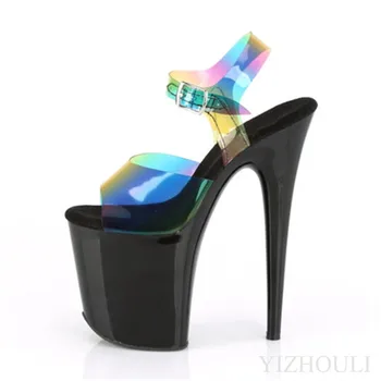 20 cm seksi mavrični učinek zgornjim delom nepremočljiva platformo pole dancing visoko peto sandali 8-palčni model čevlji