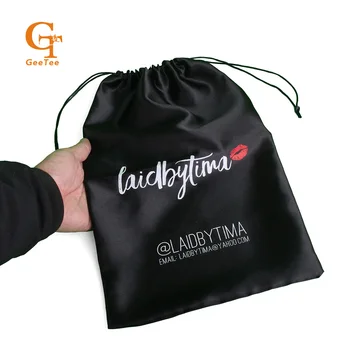 Po meri Logo blagovne znamke Človekovih Virgin Lase Premije, Podaljšanje Lasulje Embalaža saten torbe,Lase razširitve snope pakiranje svile vrečke