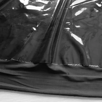 Zrcalna površina Stretch Plesti spandex podloga, Elastičen Sijajni Črna Faux Usnja PU materiala material za oblačila, kratke hlače