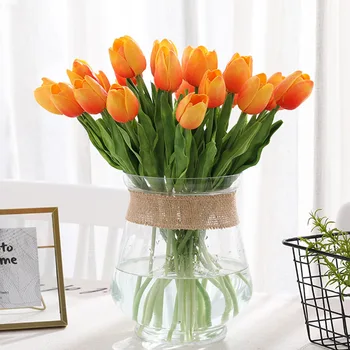 31pcs Umetno Tulipani Pravi Dotik Ponaredek Tulipani Ureditev Šopek rož Za Dom Vrt Urad Poročno Dekoracijo Ponaredek Cvetje