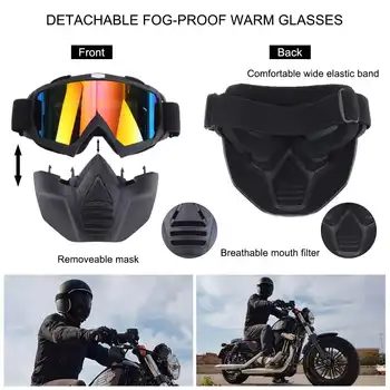 Snemljiv Motocikel Taktično Obraz zaščitna Očala, Masko Moto Veter Prah Dokaz Dirke Kolesarjenje Čelada, Zaščitna Očala in Masko Anti-UV