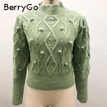 BerryGo Priložnostne turtleneck dlak ženske pulover Jeseni, pozimi luč rokav pleteni pulover ženske Ulične ženski pulover