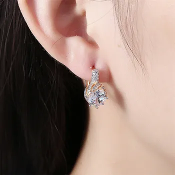 Sapphire ametist modro vijolični kristal AAA cirkon diamanti spusti uhani za ženske zlata, srebrna barva nakit, dragulji, pendientes