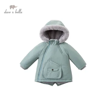 DBX15055 dave bella pozimi baby fantje moda trdna žepi hooded oblazinjeni suknjič otroci vrhovi dojenčka, malčka vrhnja oblačila