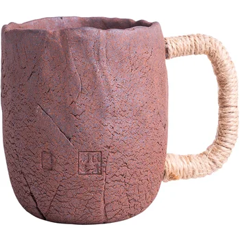 Ročno debel keramični vrč s pokrovom žlico ustvarjalno vez vrv, keramični, velike zmogljivosti, Japonski skodelico kave skodelice