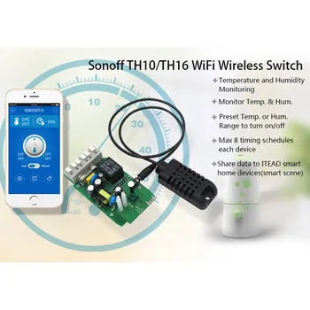 Novo Sonoff TH16 WiFi Smart Stikalo 16A Temperature in Vlažnosti Tipalo Pametni Dom Daljinski upravljalnik