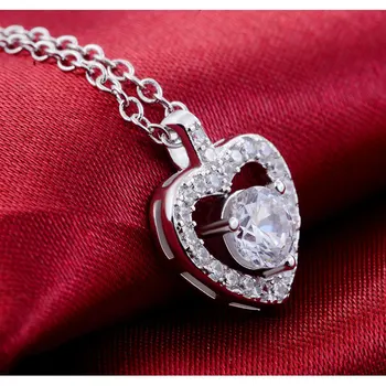 2021 nov prihod 925 Sterling Srebro Srce Oblika Obeski ogrlica z Verigo za Ženske, nakit, x703