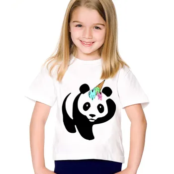 Otroci oblačila fantje srčkan kawaii Otrok Tiskanja Medved grafični t srajce Panda risanka t shirt za dekleta tshirt kratek rokav, bela