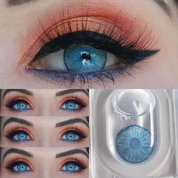 Vroče 2pcs/Pair New York Modra Kozmetične kontaktne leče Barvne leče za oči Imenik Leče za Barvne kontaktne leče Naravnih učencev
