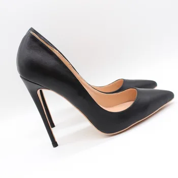 Brezplačna dostava za modo žensk Črpalke lady Black matt usnje Pointy toe visoke pete, čevlji size33-43 12 cm 10 cm 8 cm Stiletto nagnila