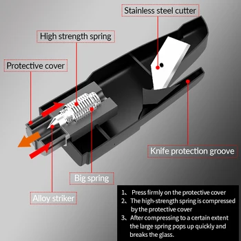Ročni Demontaža Orodij za Avtomobilsko Steklo Okna Breaker oprema reševalna Pobeg varnostnega Pasu Nož s Portala Keychain