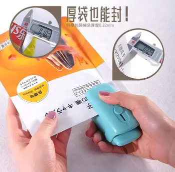 Prenosni zapiranje stroj, gospodinjski mini ročno pritisniti Grelec Fotke hrane vrečko prigrizek plastično vrečko Tesnjenje posnetek Unboxing nož