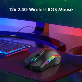 T26 2,4 GHz Miške za Polnjenje RGB utripajoča Lučka Wireless Gaming Računalnik Miši Gospodinjski Računalniško Varnost Deli