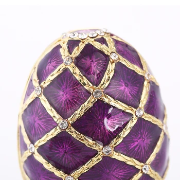 Vijolična Faberge Rusija Jajce Figur Nakit Trinket Polje Spominek Velikonočni Plovila, 7 x 4,7 cm Kristali Doma Dekor Figur Škatle