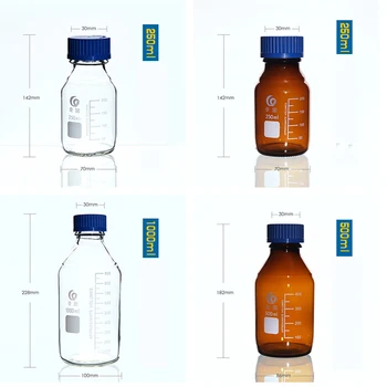 25ml, da 1000ml Lab Pregleden/Rjava navoj Reagenta steklenici, Zaprti steklenici Stekla Laboratorijski Vzorec za Steklenice