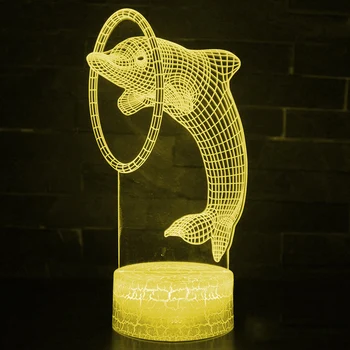 Daljinsko/Touch Kontrole 3D LED Nočna Lučka Moda Dolphin Vzorec Sprememba Barve LED namizne Svetilke Otroci Božič Darilo Doma dekoracijo D30