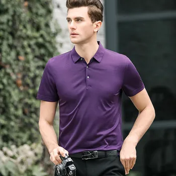 2020 poletje visoke kakovosti mulberry svile moške polo Majice za moške, za Moške Business Casual Moški Kratek Rokav polo majica velikost S-3XL