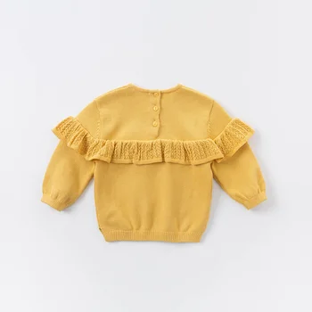 DBS14323-1 dave bella jeseni srčkan baby dekleta trdna draped pleteni pulover otroci modni pulover malčka boutique vrhovi