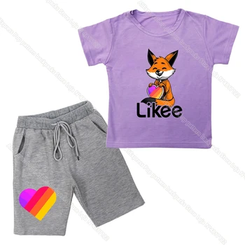 Likee Majica Baby Fantje Dekleta Poletje 2PCS Nastavite Natisnjeni LIKEE Športna Obleka za Otroci T-Shirt Hlače otroška Oblačila Fox Samorog