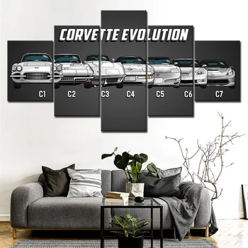 Slikarstvo Na Platno Wall Art Okvir Domu Dekorativni Soba HD Natisnjeni 5 Plošči Modularni Slike Chevrolet Corvette Avto Plakat