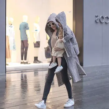 Mati in otrok, žensk plašč kariran celo skp windbreaker suknjič 2019 jeseni novo mati hči oblačila