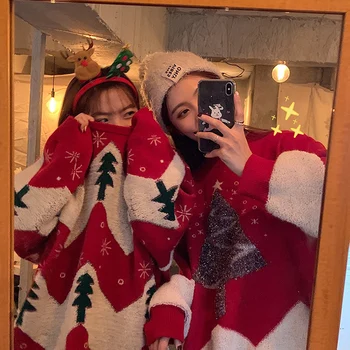 Nov pulover Božič sestre, prijateljice Božič pulover Retro pulover Retro jesenski in zimski pulover Božič Novo Leto