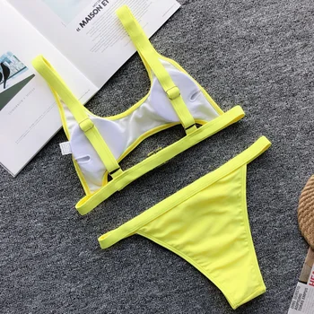 Novo Push up bikini Visoko Pasu Kopalke 2019 ženske Prilagajanje Traku Kopalke Ženske Dveh kosov bikini komplet Brazilski kopalke