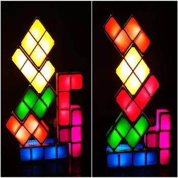 Sodobna Tetris LED Pisane Sestavljeni Otrok DIY Ustvarjalne Nočna Božično Darilo za Rojstni dan Namizno Dekoracijo Igrača Lučka