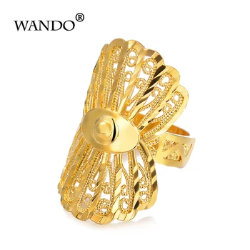 Wando Dubaju, zlati obroč Zlato Barvo Posla Nastavljiva velikost Prst Prstan za Etiopski / Afriške/ Nigerijski design R54