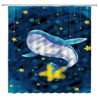 2020 Modrih Delfinov, Tuš Zavese Kopel Zavese Dom Dekor Nepremočljiva Kopalnica Risanka Ocean Otrok Ribe Morja Curtain180*180 cm