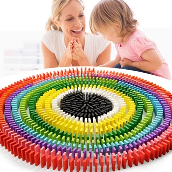 100/300/500pcs Otroci Leseni Domino Bloki Mavrica Jigsaw Domino Igra Igrače Montessori Izobraževalne Igrače za Otroke Darilo