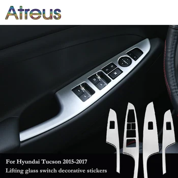 4Pcs Auto Notranja Oprema Za Hyundai Tucson 2016 2017 Okno Avtomobila Dvigalo Gumb Vrata Ročaj Plošča Trim Zajema Nalepke