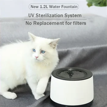 1.2 L Mačka Vodnjak Razpršilnik Vode za Hišne živali Sklede UV LED Protibakterijskim Pet Pitne Vodnjak Pasje Sklede Samodejno Pes Vodo, Napajalni Zaprtih prostorih
