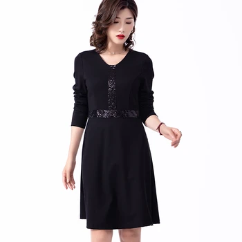 Ženska Obleka 2020 Plus Velikost Obleke Za Ženske 4xl 5xl 6xl XXL 3XL Jesen Pomlad Black Vintage Oblačila z Dolgimi Rokavi Urad Obleke