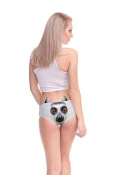 Siva Lemur 3D Srčkan Print Ušesa Ženske spodnje Perilo Zanimivo Hlačke Za Lady Vroče Seksi Žensko spodnje Perilo, Jermenov, spodnjice brez Hlačnic