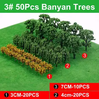 50pcs Plastičnih Miniaturnih Dreves Model Vlaka na Železniški Železniški Wargame Diorama Pokrajino Pokrajina Okraski Banyan Borovcev