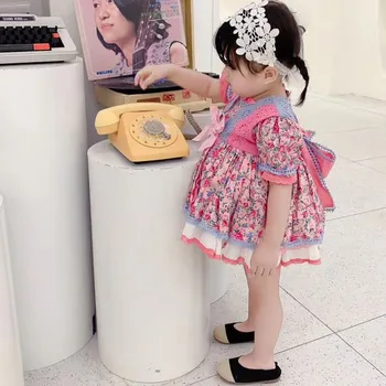 Malo Deklet, Španski Obleke Otroci Letnik Cvetlični Lotia Žogo Halje 2020 Novega Otroka Španija Frocks Dojenčka Oblačila, Ki 1-6 Let