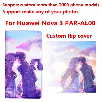 DIY Telefon vrečko Prilagojene po meri, fotografijo, Sliko PU usnje primeru pokrovček za Huawei Nova 3 PAR-AL00