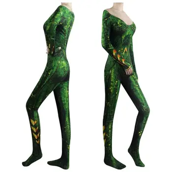 3D tiskanje zelena spolu Ženske, z Dolgimi Rokavi Jumpsuit Seksi Elastična Dokolenke Fazi Kostum Pevka Rojstni igralne obleke